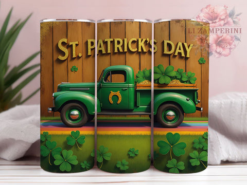 Lucky Truck St. Patrick's Day 20oz Tumbler, Truck Tumbler, 20oz Tumbler Wrap, Sublimation Design, Irish Truck, Green Drinkware, Lucky Truck Sublimation Li Zamperini 