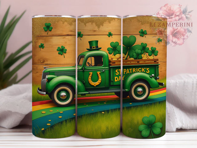 Lucky Truck St. Patrick's Day 20oz Tumbler, Truck Tumbler, 20oz Tumbler Wrap, Sublimation Design, Irish Truck, Green Drinkware, Lucky Truck Sublimation Li Zamperini 