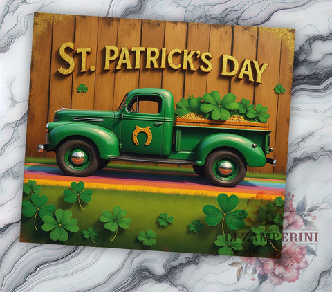 Lucky Truck St. Patrick's Day 20oz Tumbler, Truck Tumbler, 20oz Tumbler Wrap, Sublimation Design, Irish Truck, Green Drinkware, Lucky Truck Sublimation Li Zamperini 