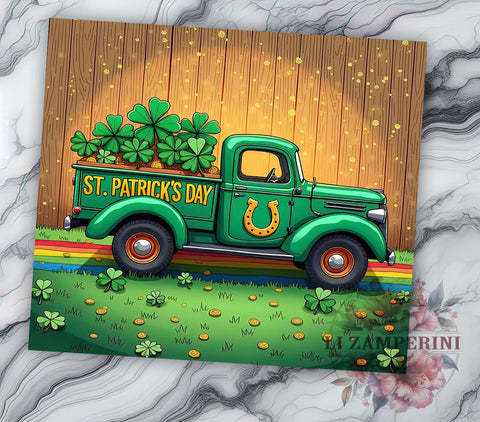 Lucky Truck St. Patrick's Day 20oz Tumbler, Truck Tumbler, 20oz Tumbler Wrap, Sublimation Design, Irish Truck, Green Drinkware, Lucky Truck Sublimation Li Zamperini 
