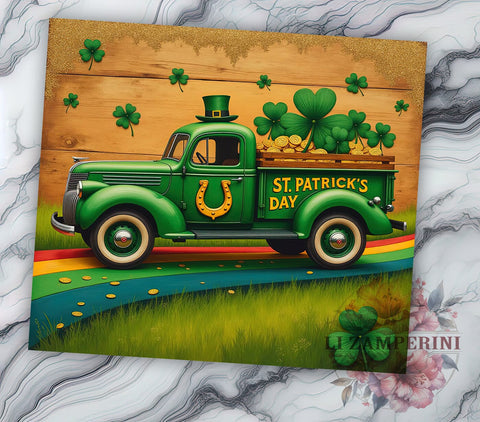 Lucky Truck St. Patrick's Day 20oz Tumbler, Truck Tumbler, 20oz Tumbler Wrap, Sublimation Design, Irish Truck, Green Drinkware, Lucky Truck Sublimation Li Zamperini 