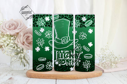 Lucky vibes 20 oz skinny tumbler png, tumbler wrap png, western 20 oz tumbler designs, St. Patrick's Day png, tumbler png download Sublimation sassyprint 