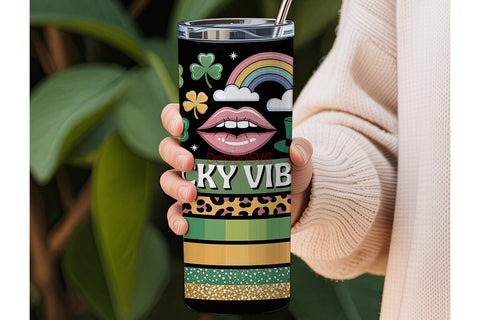 Lucky Vibes 20oz Tumbler Wrap Sublimation DesignSVG 