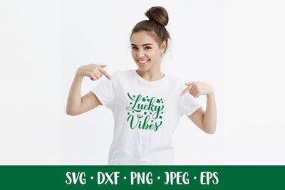 Lucky vibes hand lettered SVG. Funny St. Patricks Day quote SVG LaBelezoka 