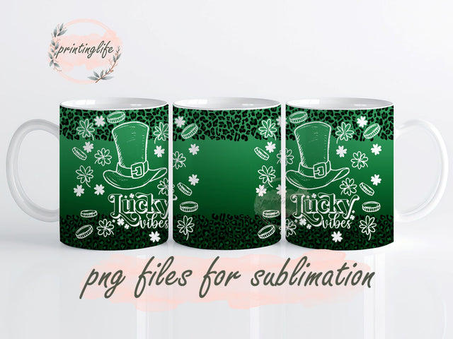 Lucky vibes Mug Wrap Design, Instant Digital Design Download Mug Wrap Design, Mug Design PNG Sublimation PrintingLife 
