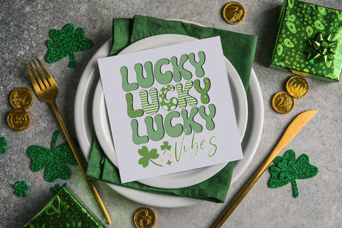 Lucky Vibes - Retro St Patrick's Day Sublimation Sublimation CraftLabSVG 