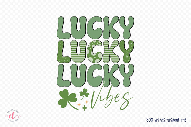 Lucky Vibes - Retro St Patrick's Day Sublimation Sublimation CraftLabSVG 