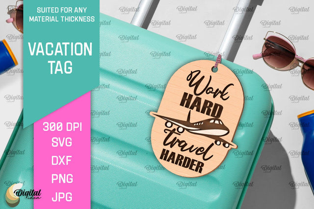 Luggage Tag Laser Cut. Wooden Travel Tag SVG SVG Evgenyia Guschina 