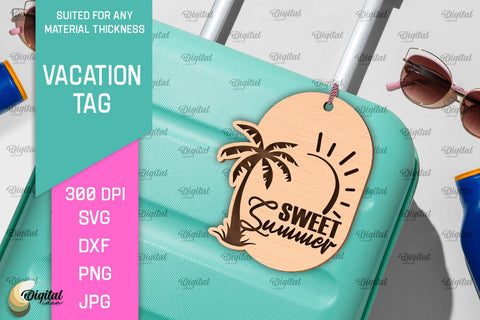 Luggage Tag Laser Cut. Wooden Travel Tag SVG SVG Evgenyia Guschina 