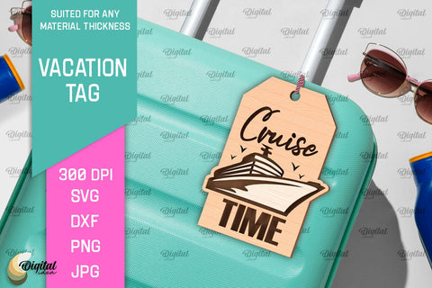 Luggage Tag Laser Cut. Wooden Travel Tag SVG SVG Evgenyia Guschina 