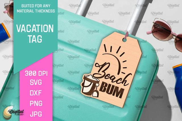 Luggage Tag Laser Cut. Wooden Travel Tag SVG SVG Evgenyia Guschina 