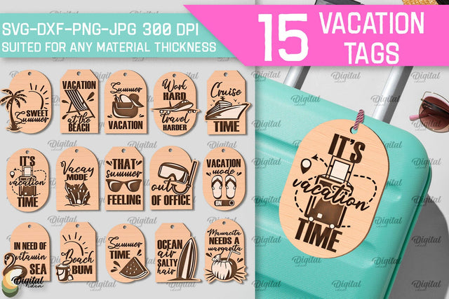Luggage Tags Laser Cut Bundle. Wooden Travel Tags SVG SVG Evgenyia Guschina 