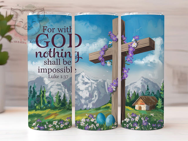 Luke 137 Faith Christian Tumbler, Bible Verse Tumbler, Luke 137, Faith-Based Gift, Cross Design, Inspirational Tumbler, 20oz Sublimation Wrap Sublimation Lara' s Designs 