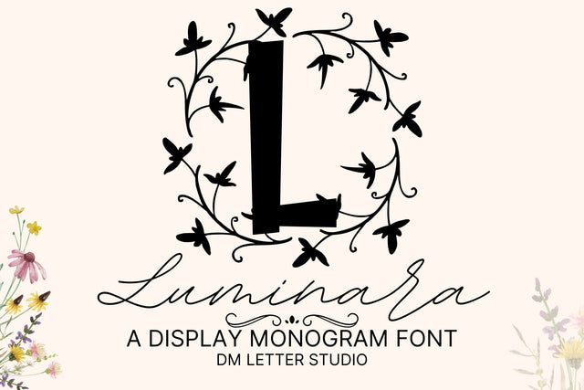 Luminara Monogram – Elegant Serif Monogram Font with Luxurious Detail Font Dm Letter Studio 