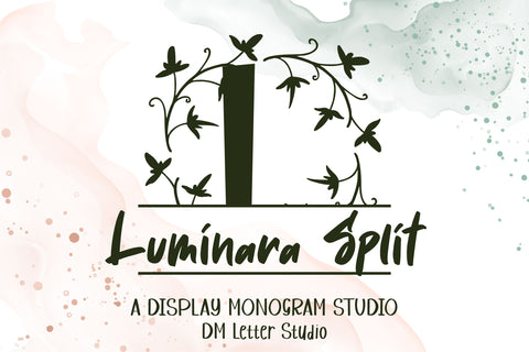Luminara Split Monogram – Elegant Serif Font with a Personalizable Split Design Font Dm Letter Studio 