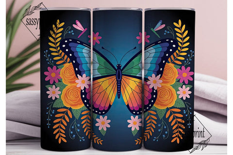 Luminous Butterfly Floral 20oz Tumbler Sublimation sassyprint 
