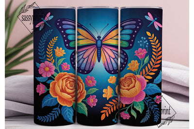 Luminous Butterfly Floral 20oz Tumbler Sublimation sassyprint 