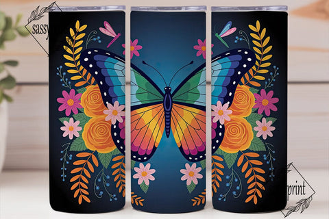Luminous Butterfly Floral 20oz Tumbler Sublimation sassyprint 