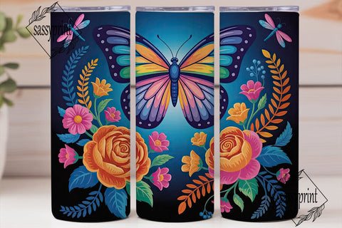 Luminous Butterfly Floral 20oz Tumbler Sublimation sassyprint 