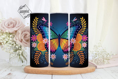 Luminous Butterfly Floral 20oz Tumbler Sublimation sassyprint 