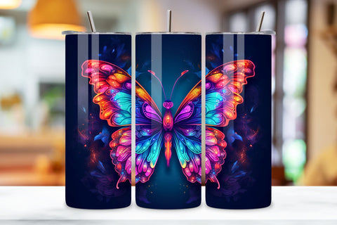 Luminous Butterfly Tumbler Wrap, Sublimation PNG design, Colorful Butterfly Tumbler Wrap, Sublimation PNG design Sublimation FloridPrintables 