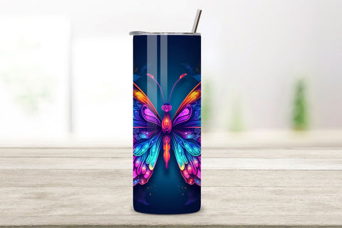 Luminous Butterfly Tumbler Wrap, Sublimation PNG design, Colorful Butterfly Tumbler Wrap, Sublimation PNG design Sublimation FloridPrintables 