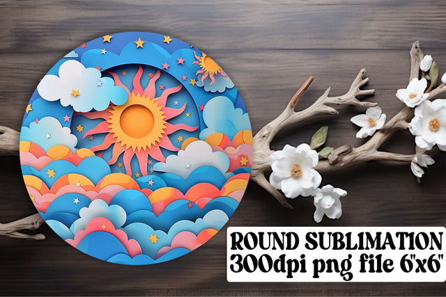 Luminous Horizon: Sun Round Ornament Collection Sublimation afrosvg 