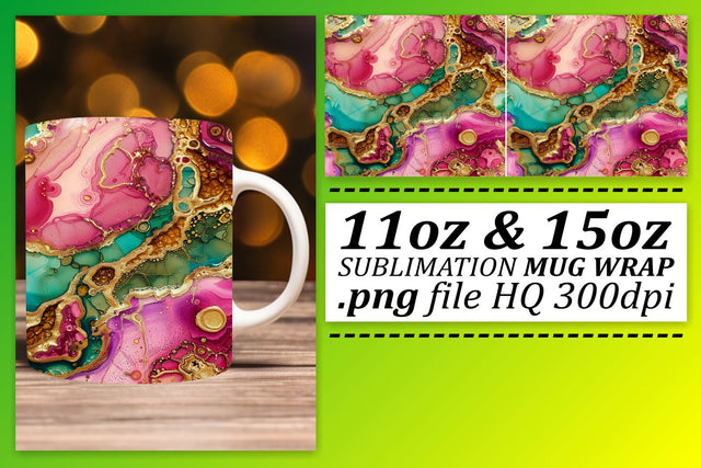 Luminous Marble Pattern Mug Wrap, Sublimation, 11oz 15oz Sublimation afrosvg 