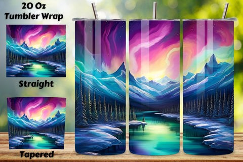 Luminous Northern Lights Tumbler Wrap | Alcohol Ink Art, Northern Lights Tumbler Wrap, 20oz Skinny Tumbler Neon Alcohol Ink Sublimation Sublimation FloridPrintables 