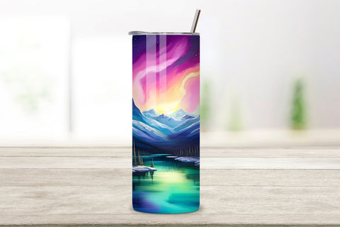 Luminous Northern Lights Tumbler Wrap | Alcohol Ink Art, Northern Lights Tumbler Wrap, 20oz Skinny Tumbler Neon Alcohol Ink Sublimation Sublimation FloridPrintables 
