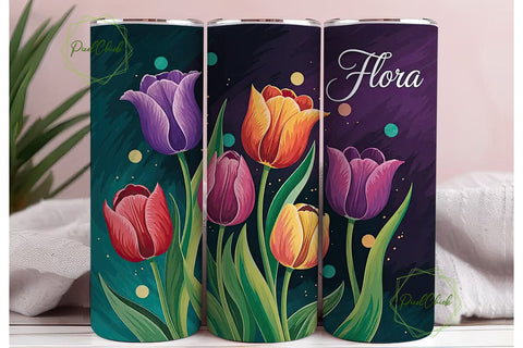 Luminous Tulips 20oz Tumbler Wrap Sublimation PixelChick 