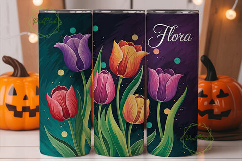 Luminous Tulips 20oz Tumbler Wrap Sublimation PixelChick 
