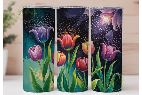 Luminous Tulips 20oz Tumbler Wrap Sublimation PixelChick 