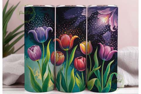 Luminous Tulips 20oz Tumbler Wrap Sublimation PixelChick 