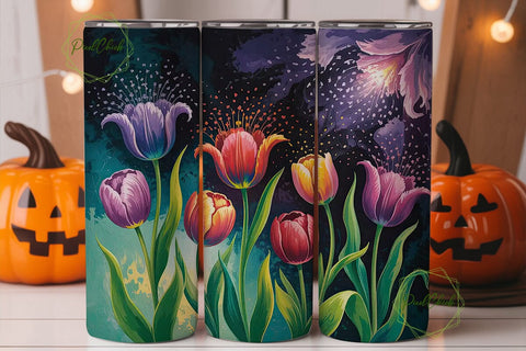 Luminous Tulips 20oz Tumbler Wrap Sublimation PixelChick 