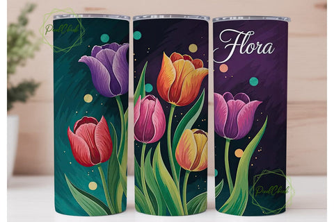 Luminous Tulips 20oz Tumbler Wrap Sublimation PixelChick 