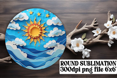 Lunar Luster: 3D Sun Circle Sublimation Edition Sublimation afrosvg 