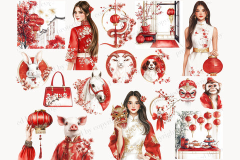 Lunar New Year Clipart | Chinese Zodiac PNG SVG GlamArtZhanna 
