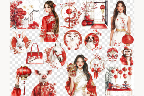 Lunar New Year Clipart | Chinese Zodiac PNG SVG GlamArtZhanna 