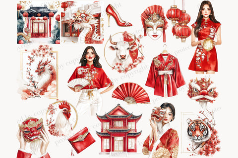 Lunar New Year Clipart | Chinese Zodiac PNG SVG GlamArtZhanna 