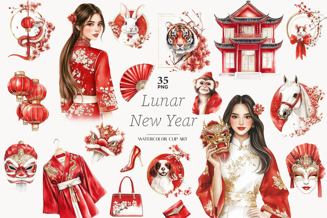 Lunar New Year Clipart | Chinese Zodiac PNG SVG GlamArtZhanna 
