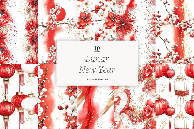 Lunar New Year Digital Paper | Chinese Pattern Digital Pattern GlamArtZhanna 