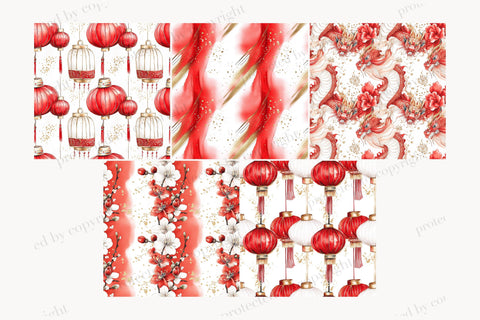 Lunar New Year Digital Paper | Chinese Pattern Digital Pattern GlamArtZhanna 