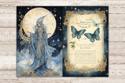 Lunar Witch Junk Journal Kit | Fantasy Scrapbook Paper SVG GlamArtZhanna 