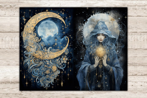 Lunar Witch Junk Journal Kit | Fantasy Scrapbook Paper SVG GlamArtZhanna 