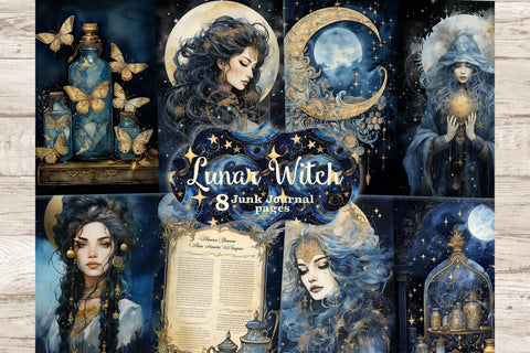 Lunar Witch Junk Journal Kit | Fantasy Scrapbook Paper SVG GlamArtZhanna 