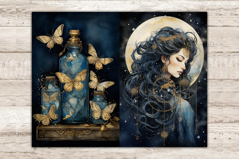 Lunar Witch Junk Journal Kit | Fantasy Scrapbook Paper SVG GlamArtZhanna 