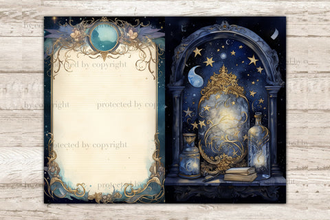 Lunar Witch Junk Journal Page | Ephemera Bundle SVG GlamArtZhanna 