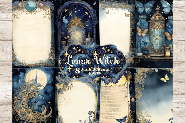 Lunar Witch Junk Journal Page | Ephemera Bundle SVG GlamArtZhanna 