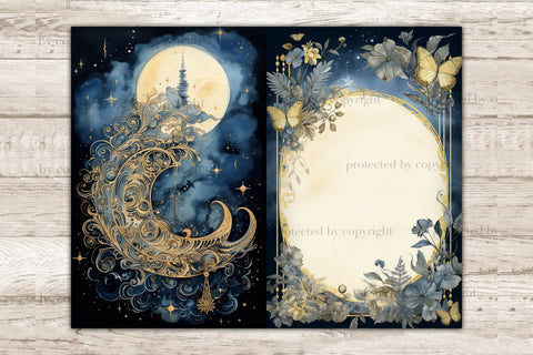 Lunar Witch Junk Journal Page | Ephemera Bundle SVG GlamArtZhanna 